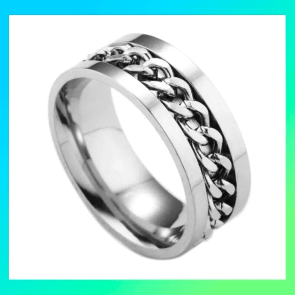 Other - Gorgeous New 925 Silver Mens Silver Chain Band Ring!!